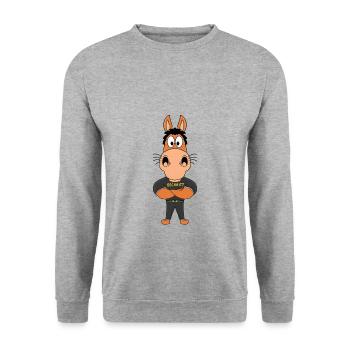 PFERD - PONY - SECURITY - BODYGUARD - TÜRSTEHER - Unisex Pullover - Weißgrau meliert - Vorne - Alina (178cm) & Michal (187cm)