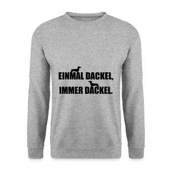 DACKEL - TECKEL - DACHSHUND - HUND - TIERISCH - Unisex Pullover - Weißgrau meliert - Vorne - Alina (178cm) & Michal (187cm)