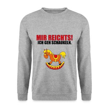 MIR REICHTS! ICH GEH SCHAUKELN. - PFERD - PONY - Unisex Pullover - Weißgrau meliert - Vorne - Alina (178cm) & Michal (187cm)