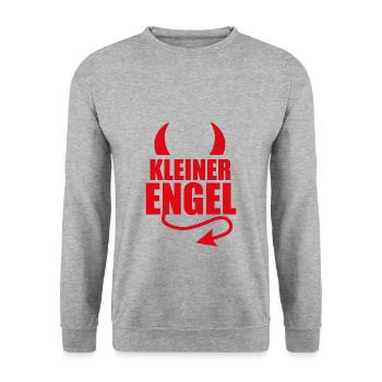 KLEINER ENGEL - TEUFEL - TEUFELSHÖRNER - HIMMEL - Unisex Pullover - Weißgrau meliert - Vorne - Alina (178cm) & Michal (187cm)