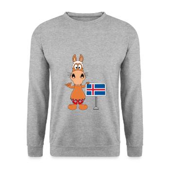 PFERD - PONY - ISLAND - ISLÄNDER - ISLAND - SHAKA - Unisex Pullover - Weißgrau meliert - Vorne - Alina (178cm) & Michal (187cm)