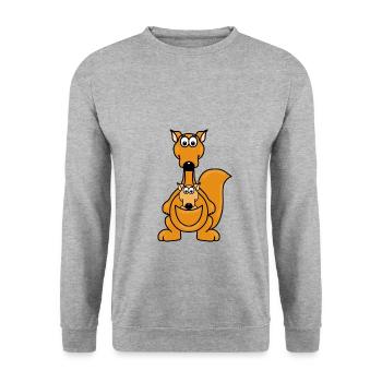 KÄNGURUS - BABY - MAMA - KIND - KÄNGURU - TIERE - Unisex Pullover - Weißgrau meliert - Vorne - Alina (178cm) & Michal (187cm)