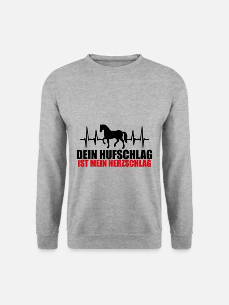 DEIN HUFSCHLAG IST MEIN HERZSCHLAG - PFERD - LIEBE - Unisex Pullover - Weißgrau meliert