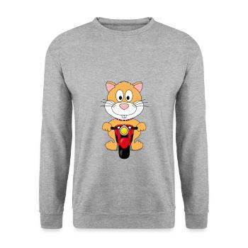 MOTORRAD - HAMSTER - BIKER - MOTORSPORT - TIER - Unisex Pullover - Weißgrau meliert - Vorne - Alina (178cm) & Michal (187cm)