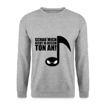 SCHAU´MICH NICHT IN DIESEM TON AN! - NOTE - MUSIK - Unisex Pullover - Weißgrau meliert - Vorne - Alina (178cm) & Michal (187cm)