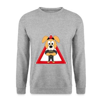 ACHTUNG WACHHUND - HUND - SECURITY - TIERISCH - Unisex Pullover - Weißgrau meliert - Vorne - Alina (178cm) & Michal (187cm)