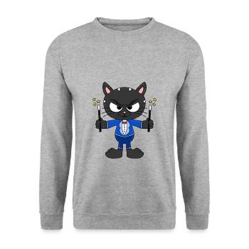 KATZE - ZAUBERER - ZAUBERN - MAGIE - TIERISCH - Unisex Pullover - Weißgrau meliert - Vorne - Alina (178cm) & Michal (187cm)