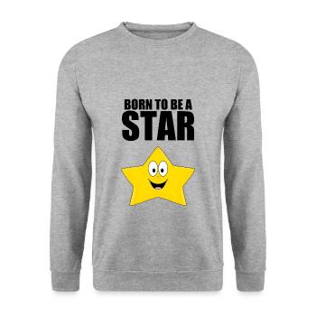 BORN TO BE A STAR - STERN - KIND - BABY - Unisex Pullover - Weißgrau meliert - Vorne - Alina (178cm) & Michal (187cm)
