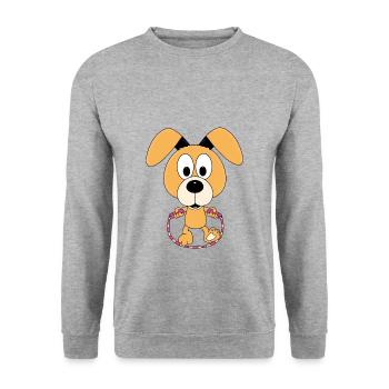 HUND - SPRINGSEIL - SEILSPRINGEN - FIT - FITNESS - Unisex Pullover - Weißgrau meliert - Vorne - Alina (178cm) & Michal (187cm)