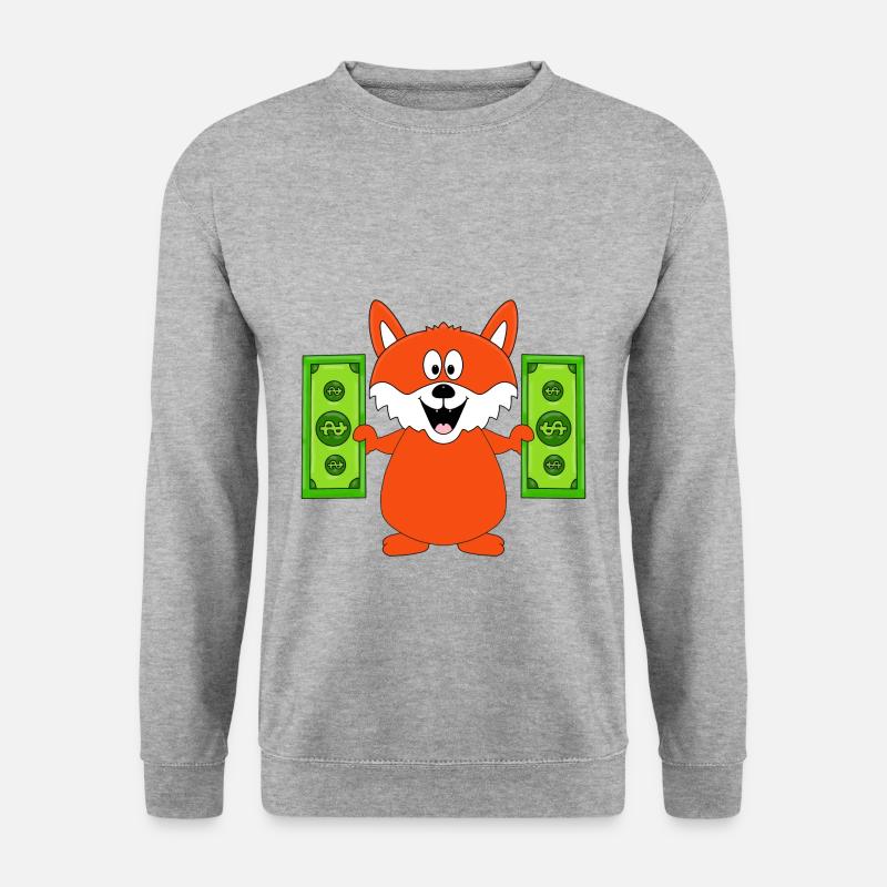 FUCHS - SPARFUCHS - GELD - GELDSCHEINE - TIER - Unisex Pullover - Weißgrau meliert