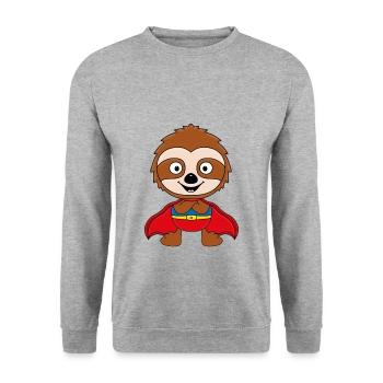 FAULTIER - SUPERHELD - TIER - TIERISCH - Unisex Pullover - Weißgrau meliert - Vorne - Alina (178cm) & Michal (187cm)