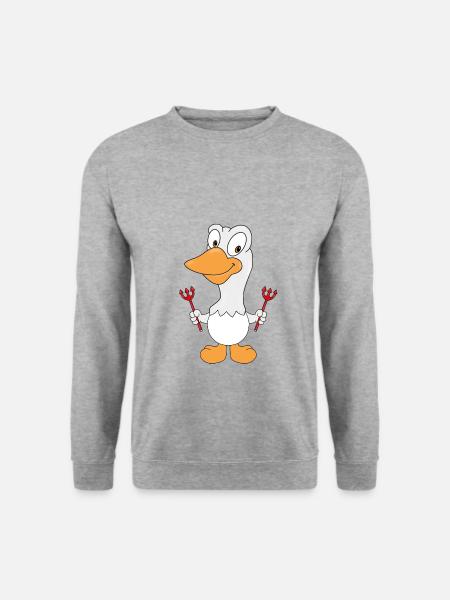 GANS - TEUFEL - VOGEL - TIERISCH - TIER - Unisex Pullover - Weißgrau meliert