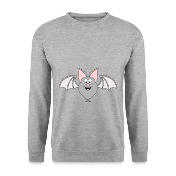 FLEDERMAUS - TIER - TIERISCH - KIND - BABY - Unisex Pullover - Weißgrau meliert - Vorne - Alina (178cm) & Michal (187cm)