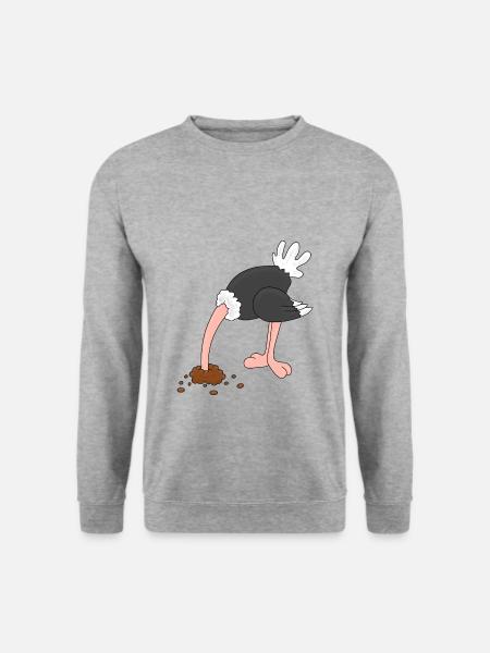 STRAUß - TIER - TIERISCH - WITZ - LUSTIGER VOGEL - Unisex Pullover - Weißgrau meliert