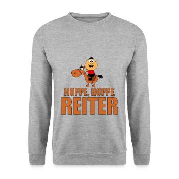 HOPPE, HOPPE REITER - REITEN - PFERD - TIERISCH - Unisex Pullover - Weißgrau meliert - Vorne - Alina (178cm) & Michal (187cm)