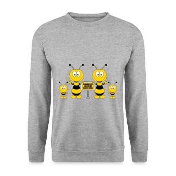 ZUHAUSE IST, WO MEINE BIENEN SIND. - IMKER - TIERE - Unisex Pullover - Weißgrau meliert - Vorne - Alina (178cm) & Michal (187cm)