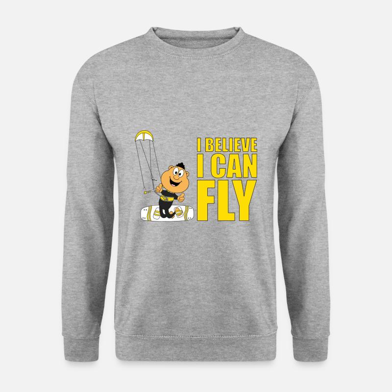 I BELIEVE I CAN FLY - KITE - KITESURFER - SPORT - Unisex Pullover - Weißgrau meliert