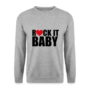 ROCK IT BABY - MUSIK - KIND - MUSIKER - Unisex Pullover - Weißgrau meliert - Vorne - Alina (178cm) & Michal (187cm)