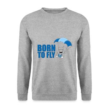 BORN TO FLY - FALLSCHIRMSPRINGER - NILPFERD - Unisex Pullover - Weißgrau meliert - Vorne - Alina (178cm) & Michal (187cm)
