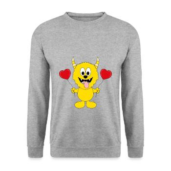 MONSTER - LUFTBALLONS - LIEBE - KIND - BABY - Unisex Pullover - Weißgrau meliert - Vorne - Alina (178cm) & Michal (187cm)