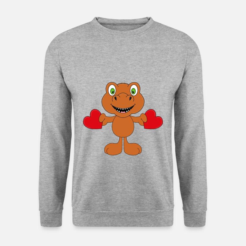 DINOSAURIER - T-REX - LIEBE - HERZ - TIERISCH - Unisex Pullover - Weißgrau meliert