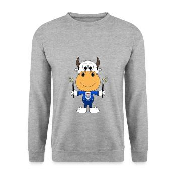 KUH - ZAUBERER - ZAUBERN - MAGIER - MAGIC - Unisex Pullover - Weißgrau meliert - Vorne - Alina (178cm) & Michal (187cm)