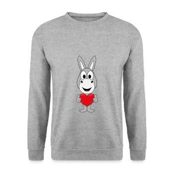ESEL - HERZ - LIEBE - LOVE - TIERLIEB - TIER - Unisex Pullover - Weißgrau meliert - Vorne - Alina (178cm) & Michal (187cm)