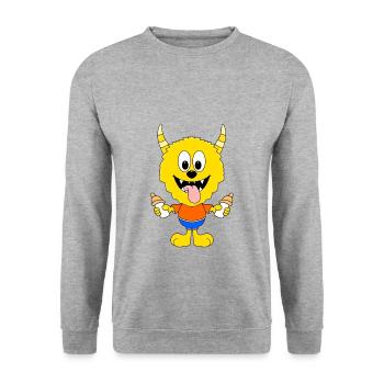 BABY - KIND - MONSTER - FLÄSCHCHEN - Unisex Pullover - Weißgrau meliert - Vorne - Alina (178cm) & Michal (187cm)