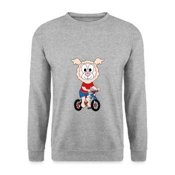 FAHRRAD - LAMA - ALPAKE - TIER - TIERISCH - Unisex Pullover - Weißgrau meliert - Vorne - Alina (178cm) & Michal (187cm)