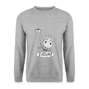 NASHORN - KITESURFER - KITEN - KITE - KITER - Unisex Pullover - Weißgrau meliert - Vorne - Alina (178cm) & Michal (187cm)