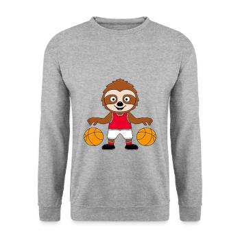 FAULTIER - BASKETBALL - SPORT - TIER - BABY - Unisex Pullover - Weißgrau meliert - Vorne - Alina (178cm) & Michal (187cm)