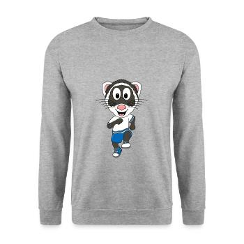 FRETTCHEN - LAUFEN - JOGGEN - MARATHON - SPORT - Unisex Pullover - Weißgrau meliert - Vorne - Alina (178cm) & Michal (187cm)