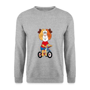 MEERSCHWEINCHEN - FAHRRAD - SPORT - KIND - BABY - Unisex Pullover - Weißgrau meliert - Vorne - Alina (178cm) & Michal (187cm)
