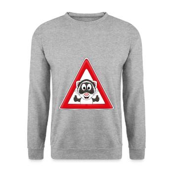 ACHTUNG FRETTCHEN - TIER - TIERISCH - KIND - BABY - Unisex Pullover - Weißgrau meliert - Vorne - Alina (178cm) & Michal (187cm)