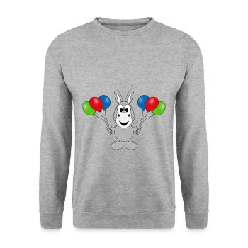 ESEL - LUFTBALLONS - TIER - KIND - BABY - Unisex Pullover - Weißgrau meliert - Vorne - Alina (178cm) & Michal (187cm)