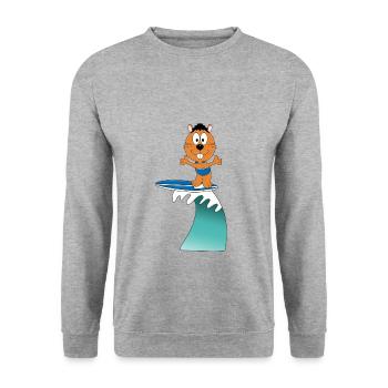 BIBER - OTTER - MARDER - SURFER - WELLENREITER - Unisex Pullover - Weißgrau meliert - Vorne - Alina (178cm) & Michal (187cm)