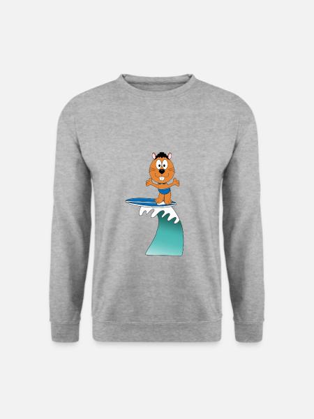 BIBER - OTTER - MARDER - SURFER - WELLENREITER - Unisex Pullover - Weißgrau meliert