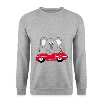 KOALA - AUTO - TIER - KIND - BABY - Unisex Pullover - Weißgrau meliert - Vorne - Alina (178cm) & Michal (187cm)