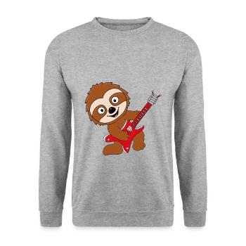 FAULTIER - GITARRE - MUSIK - MUSIKER - LIEBE - Unisex Pullover - Weißgrau meliert - Vorne - Alina (178cm) & Michal (187cm)