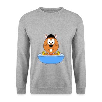OTTER - BIBER - MARDER - BADEWANNE - TIER - Unisex Pullover - Weißgrau meliert - Vorne - Alina (178cm) & Michal (187cm)