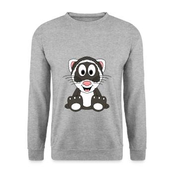 FRETTCHEN - TIER - TIERISCH - KIND - BABY - Unisex Pullover - Weißgrau meliert - Vorne - Alina (178cm) & Michal (187cm)