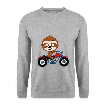 FAULTIER - MOTORRAD - BIKER - TIER - TIERISCH - Unisex Pullover - Weißgrau meliert - Vorne - Alina (178cm) & Michal (187cm)