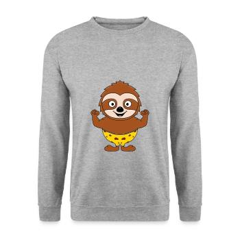 FAULTIER - FITNESS - BODYBUILDING - SPORT - TIER - Unisex Pullover - Weißgrau meliert - Vorne - Alina (178cm) & Michal (187cm)