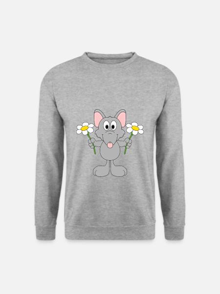 BLUMEN - RATTE - TIER - KIND - BABY - TIERISCH - Unisex Pullover - Weißgrau meliert