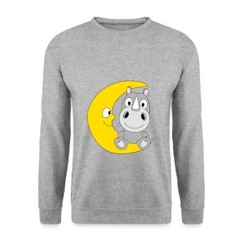 MOND - NASHORN - TIER - KIND - BABY - Unisex Pullover - Weißgrau meliert - Vorne - Alina (178cm) & Michal (187cm)