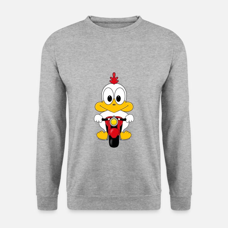 MOTORRAD - BIKER - HUHN - BAUERNHOF - TIERISCH - Unisex Pullover - Weißgrau meliert