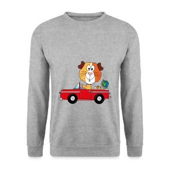 WELTENBUMMLER - MEERSCHWEINCHEN - REISE - URLAUB - Unisex Pullover - Weißgrau meliert - Vorne - Alina (178cm) & Michal (187cm)