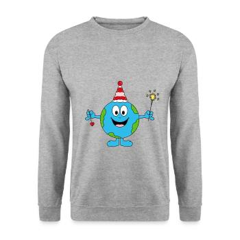 ERDE - WUNDERKERZEN - NEUJAHR - SILVESTER - BABY - Unisex Pullover - Weißgrau meliert - Vorne - Alina (178cm) & Michal (187cm)