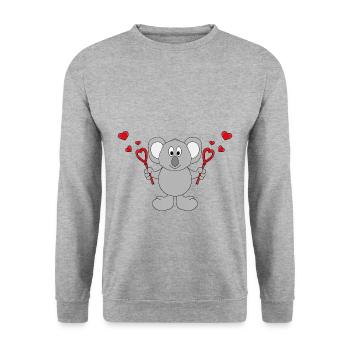 KOALA - LIEBE - LOVE - TIER - KIND - BABY - Unisex Pullover - Weißgrau meliert - Vorne - Alina (178cm) & Michal (187cm)