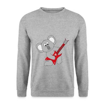 GITARRE - MUSIK - KOALA - TIER - KIND - BABY - Unisex Pullover - Weißgrau meliert - Vorne - Alina (178cm) & Michal (187cm)